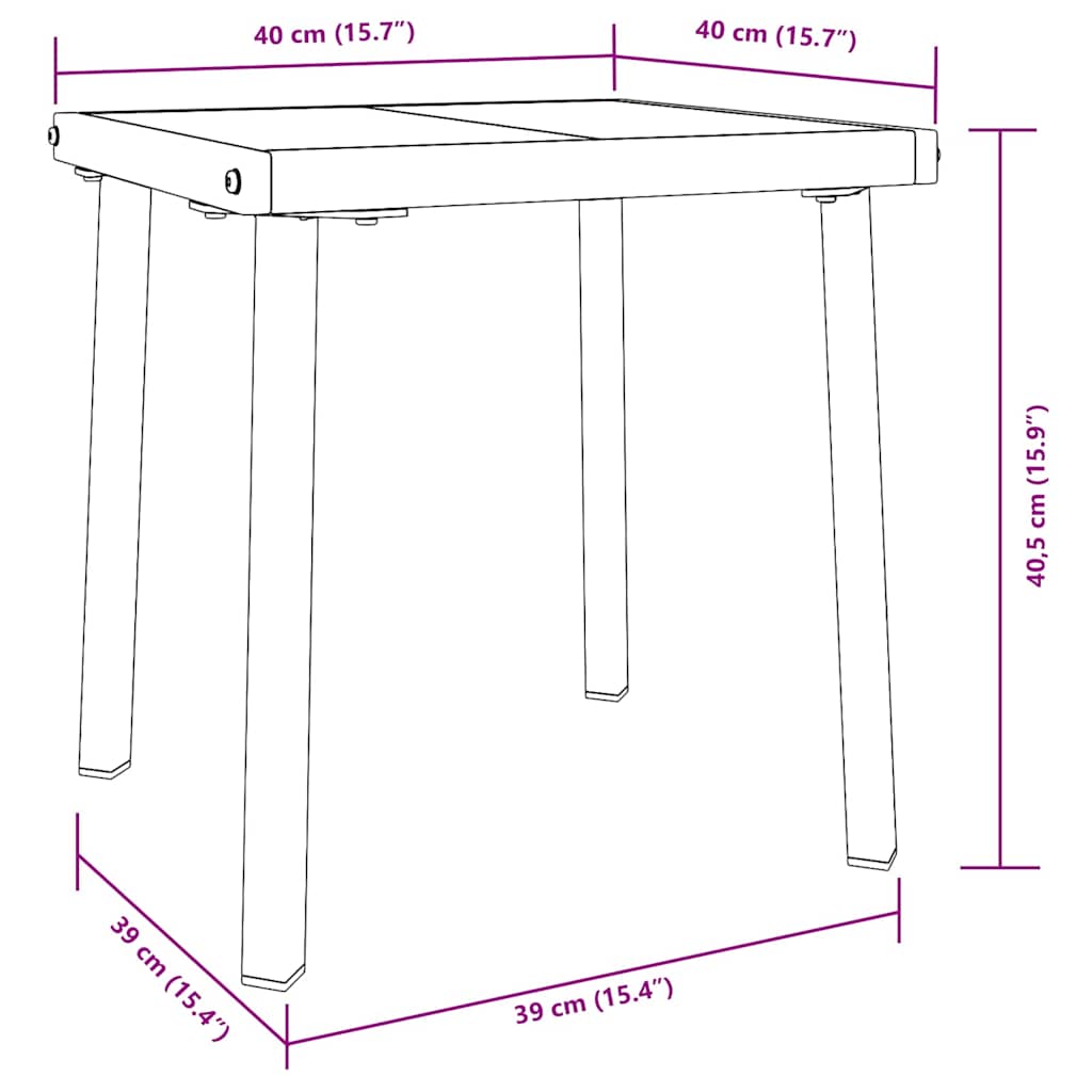 vidaXL Lettino da sole con tavolo 2 pcs Nero 40 x 40 x 40.5 cm