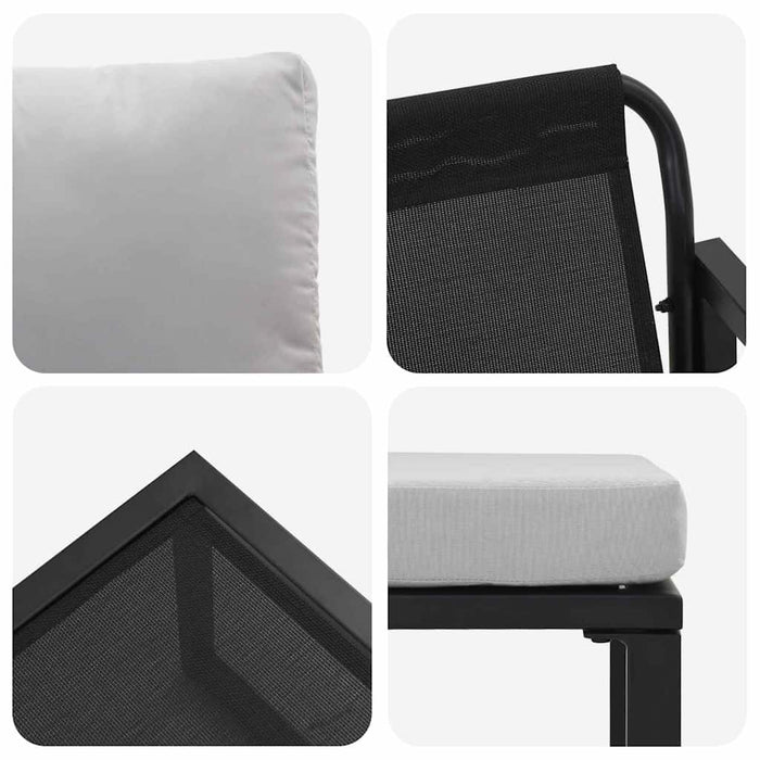vidaXL Set Divano da Giardino 4 pcs Nero 61 x 72.5 x 71 cm Acciaio