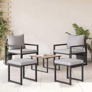 vidaXL Set Divano da Giardino 4 pcs Nero 61 x 72.5 x 71 cm Acciaio