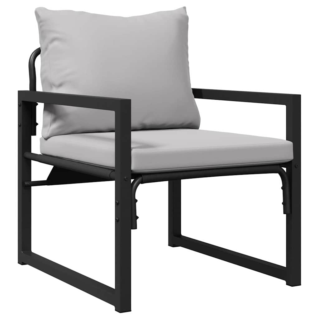 vidaXL Set Divano da Giardino 4 pcs Nero 61 x 72.5 x 71 cm Acciaio