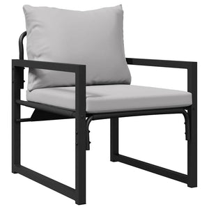 vidaXL Set Divano da Giardino 4 pcs Nero 61 x 72.5 x 71 cm Acciaio