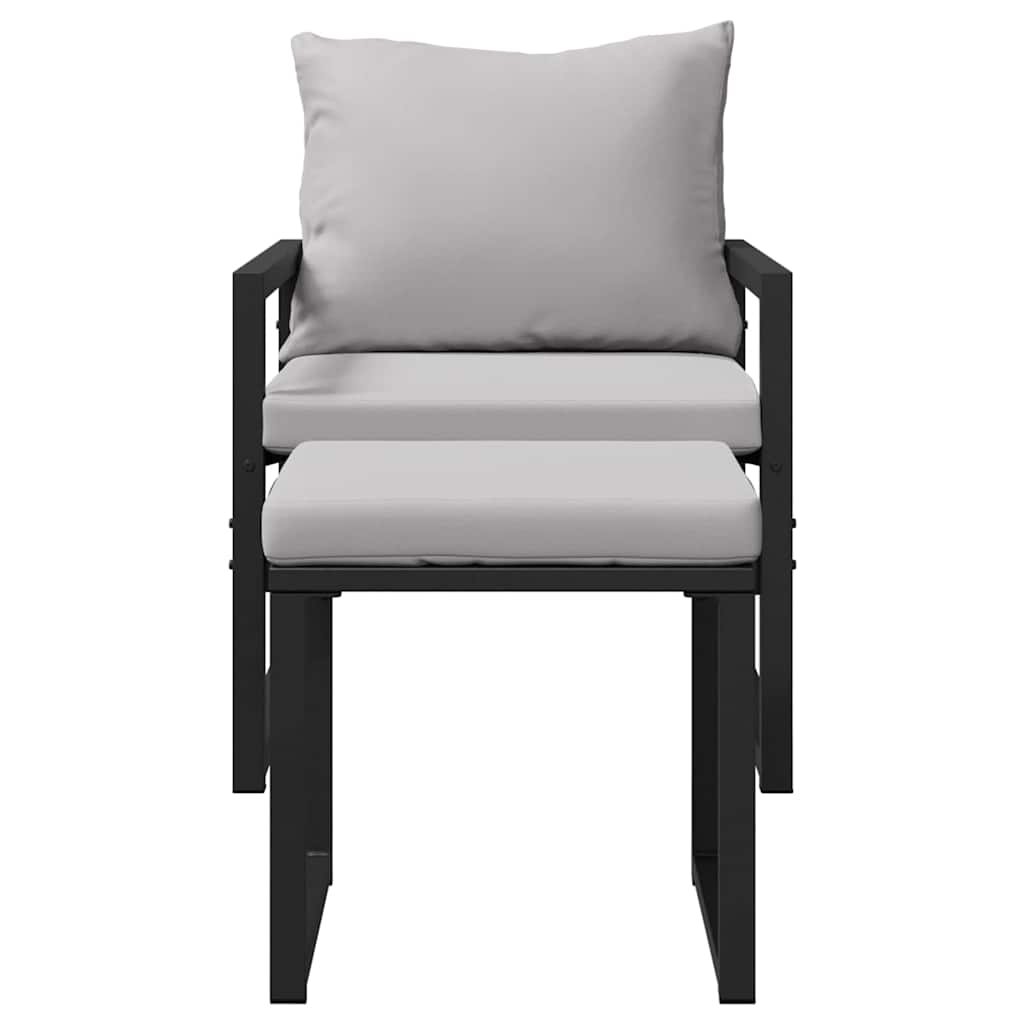 vidaXL Set Divano da Giardino 4 pcs Nero 61 x 72.5 x 71 cm Acciaio