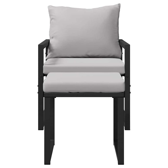 vidaXL Set Divano da Giardino 4 pcs Nero 61 x 72.5 x 71 cm Acciaio