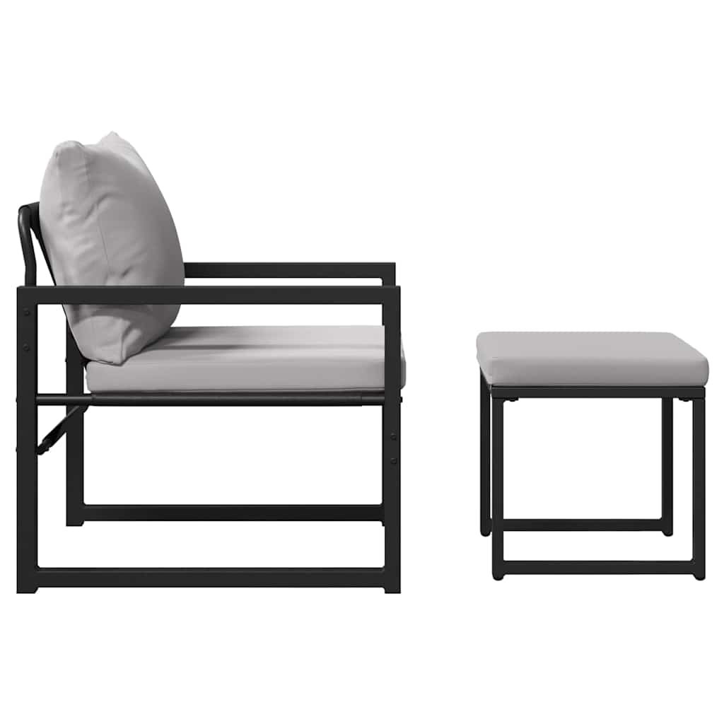 vidaXL Set Divano da Giardino 4 pcs Nero 61 x 72.5 x 71 cm Acciaio