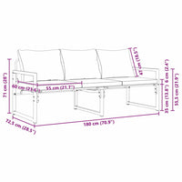 vidaXL Panchina da giardino Nero 180 x 72.5 x 71 cm Acciaio