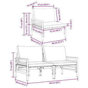 vidaXL Mobili da Esterno con cuscino 2 pcs Antracite Acciaio