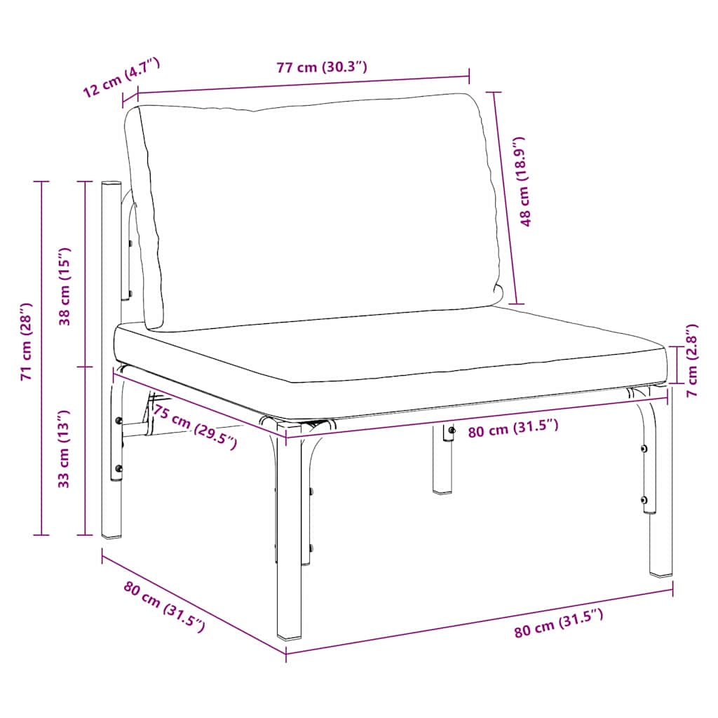 vidaXL Mobili da Esterno con cuscino con cuscino Antracite Acciaio