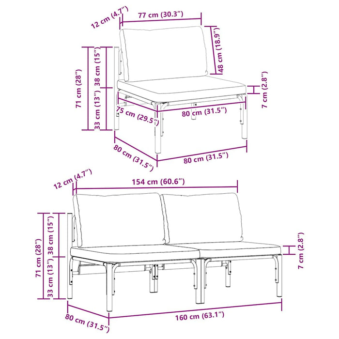 vidaXL Mobili da Esterno con cuscino 2 pcs Antracite Acciaio