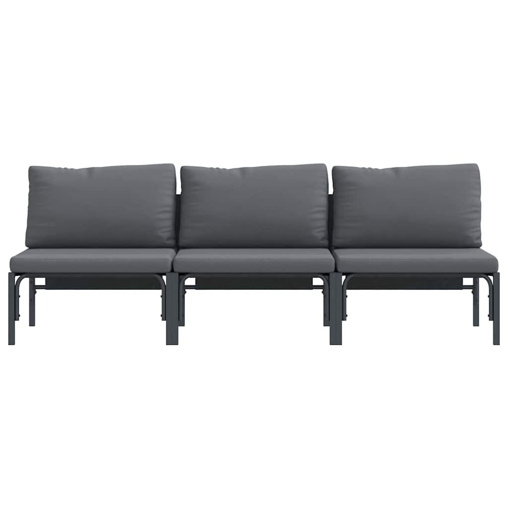 vidaXL Mobili da Esterno con cuscino 3 pcs Antracite Acciaio