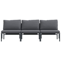 vidaXL Mobili da Esterno con cuscino 3 pcs Antracite Acciaio
