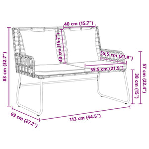 vidaXL Panchina da giardino Nero e antracite Rattan sintetico, acciaio