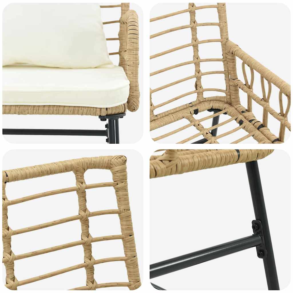 vidaXL Panchina da giardino Marrone e Crema Rattan sintetico, acciaio
