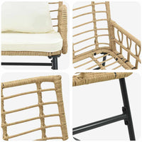 vidaXL Panchina da giardino Marrone e Crema Rattan sintetico, acciaio
