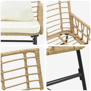 vidaXL Panchina da giardino Marrone e Crema Rattan sintetico, acciaio