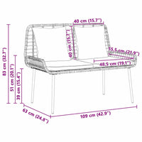 Panchina da giardino Nero, Antracite 109 x 63 x 83 cm 42010360