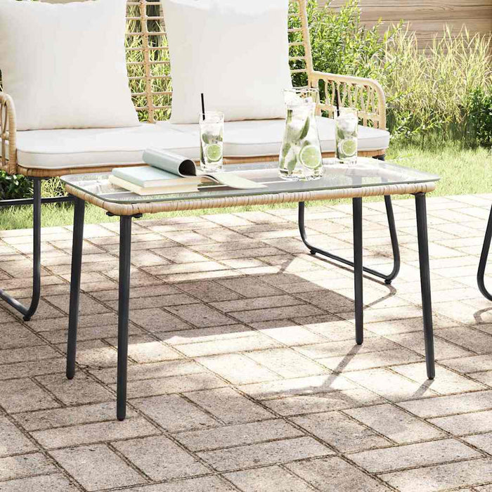 vidaXL Tavolo da Giardino Naturale 80 x 40 x 45.5 cm Poly Rattan