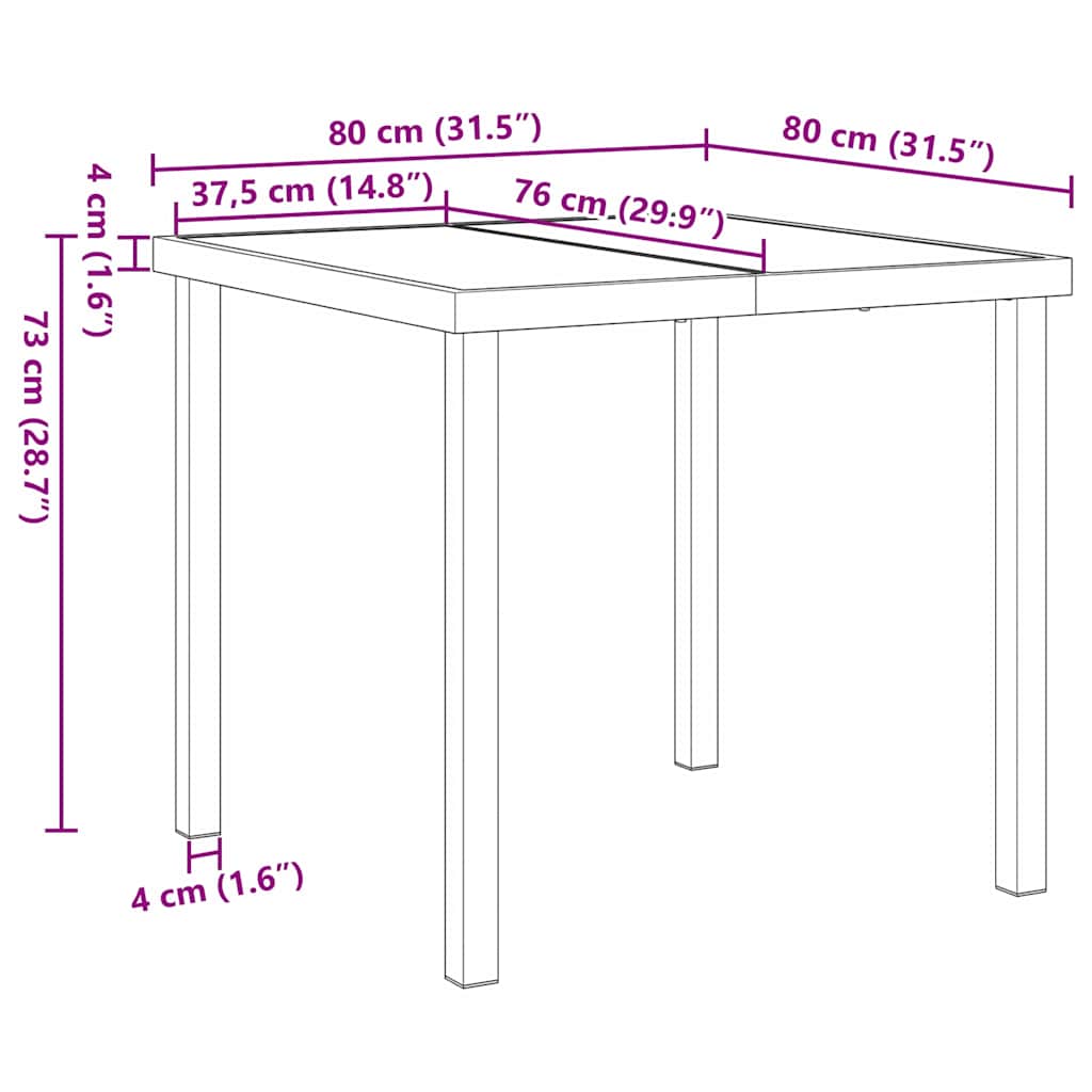 Tavolo da Giardino Nero 80 x 80 x 73 cm Legno massello di teak 42010312