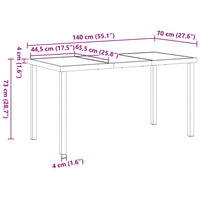 Tavolo da Giardino Nero 140 x 80 x 73 cm Legno massello di teak 42010313