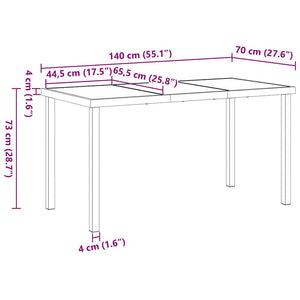 Tavolo da Giardino Nero 140 x 80 x 73 cm Legno massello di teak 42010313