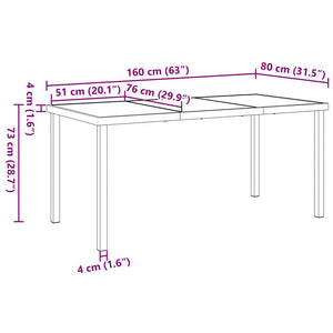 Tavolo da Giardino Nero 160 x 80 x 73 cm Legno massello di teak 42010314