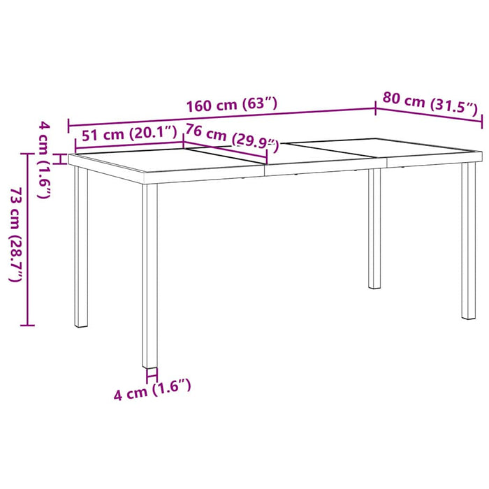 Tavolo da Giardino Nero 160 x 80 x 73 cm Legno massello di teak 42010314