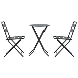Set Bistro Pieghevole 3 Pezzi in Acciaio Antracite 42010316