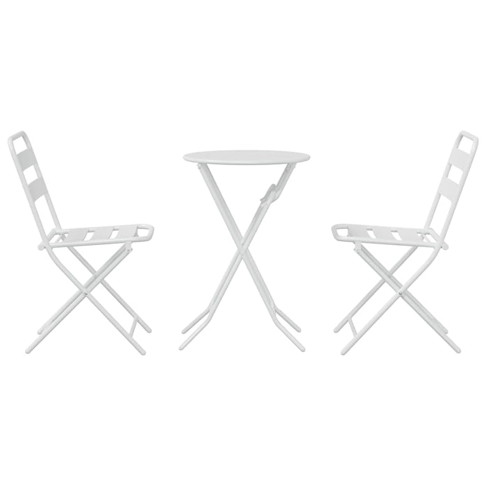 Set Bistro Pieghevole  da 3 Pezzi in Acciaio Bianco 42010317