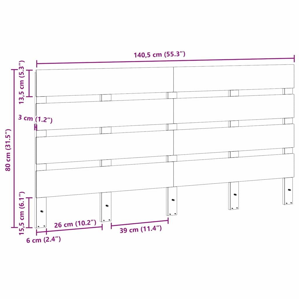 Testiera-Testata-Testiera Decorativa Marrone 140,5 x 3 x 80 cm Pino massello