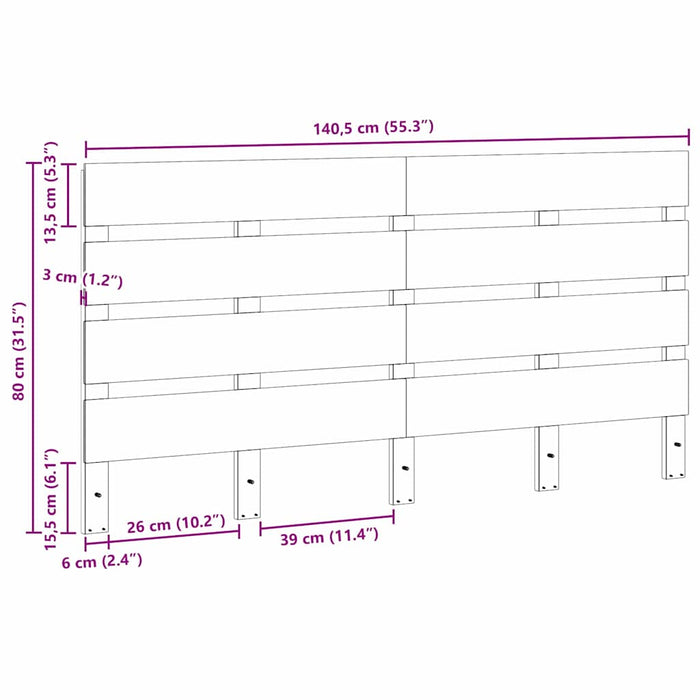 Testiera-Testata-Testiera Decorativa Marrone 140,5 x 3 x 80 cm Pino massello