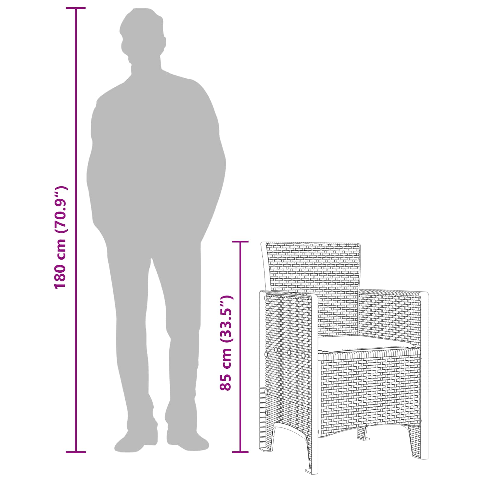 Sedia da Giardino 2 pcs Antracite 53 x 49 x 85 cm PP 847451