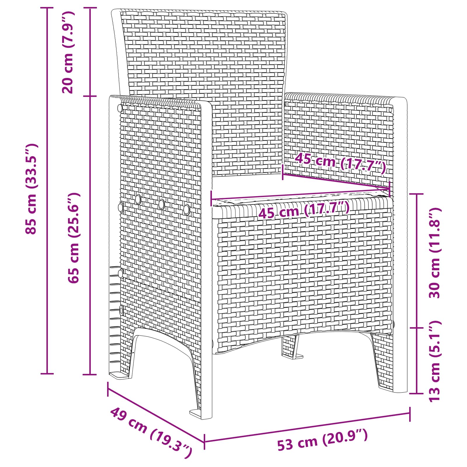 Sedia da Giardino 2 pcs Antracite 53 x 49 x 85 cm PP 847452