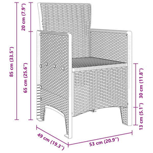 Sedia da Giardino 2 pcs Grigio chiaro 53 x 49 x 85 cm PP 847463