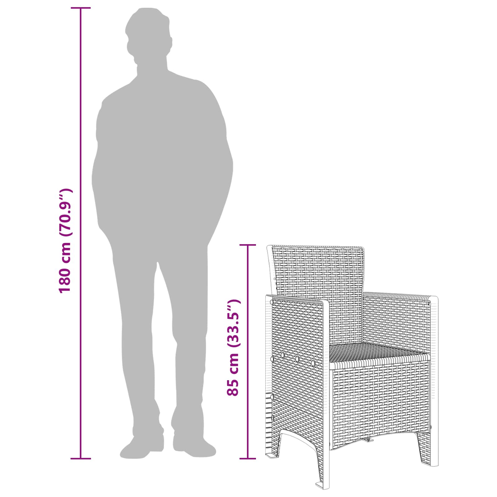 Sedia da Giardino 4 pcs Antracite 53 x 49 x 85 cm PP 847468