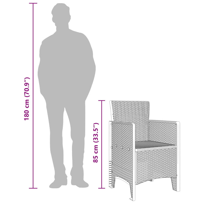 Sedia da Giardino 4 pcs Antracite 53 x 49 x 85 cm PP 847468
