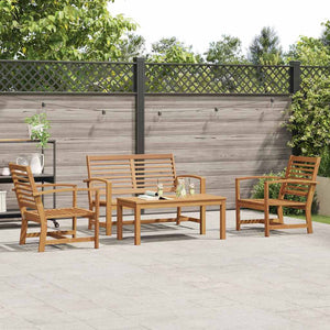 Set Divano da Giardino 4 pcs Naturale Legno massello di teak