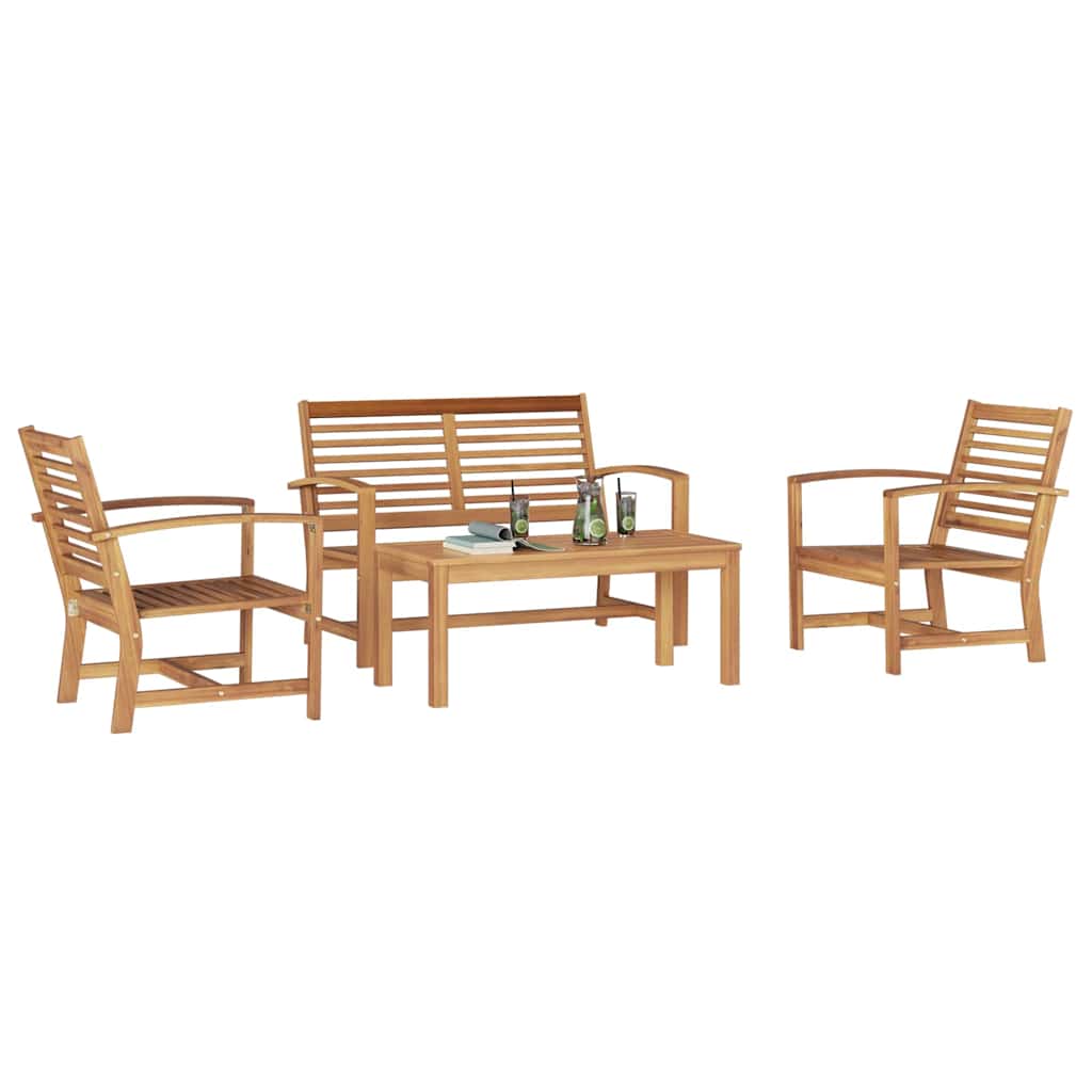 Set Divano da Giardino 4 pcs Naturale Legno massello di teak