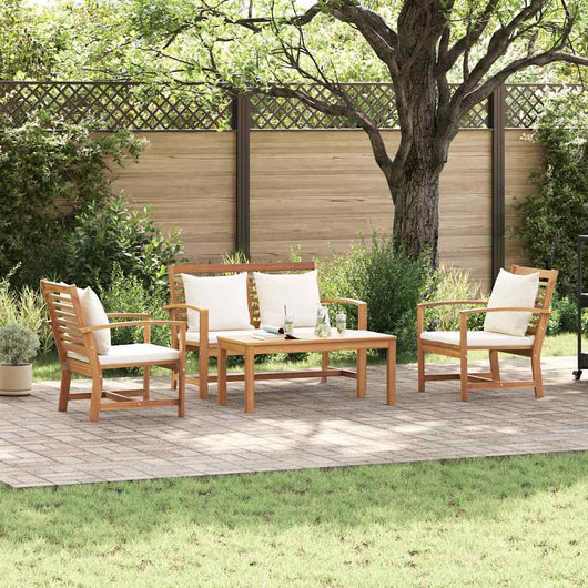 Set Divano da Giardino 4 pcs Naturale Legno massello di teak
