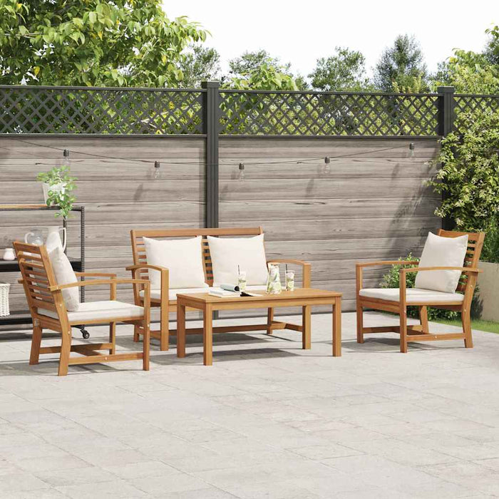 Set Divano da Giardino 4 pcs Naturale Legno massello di teak