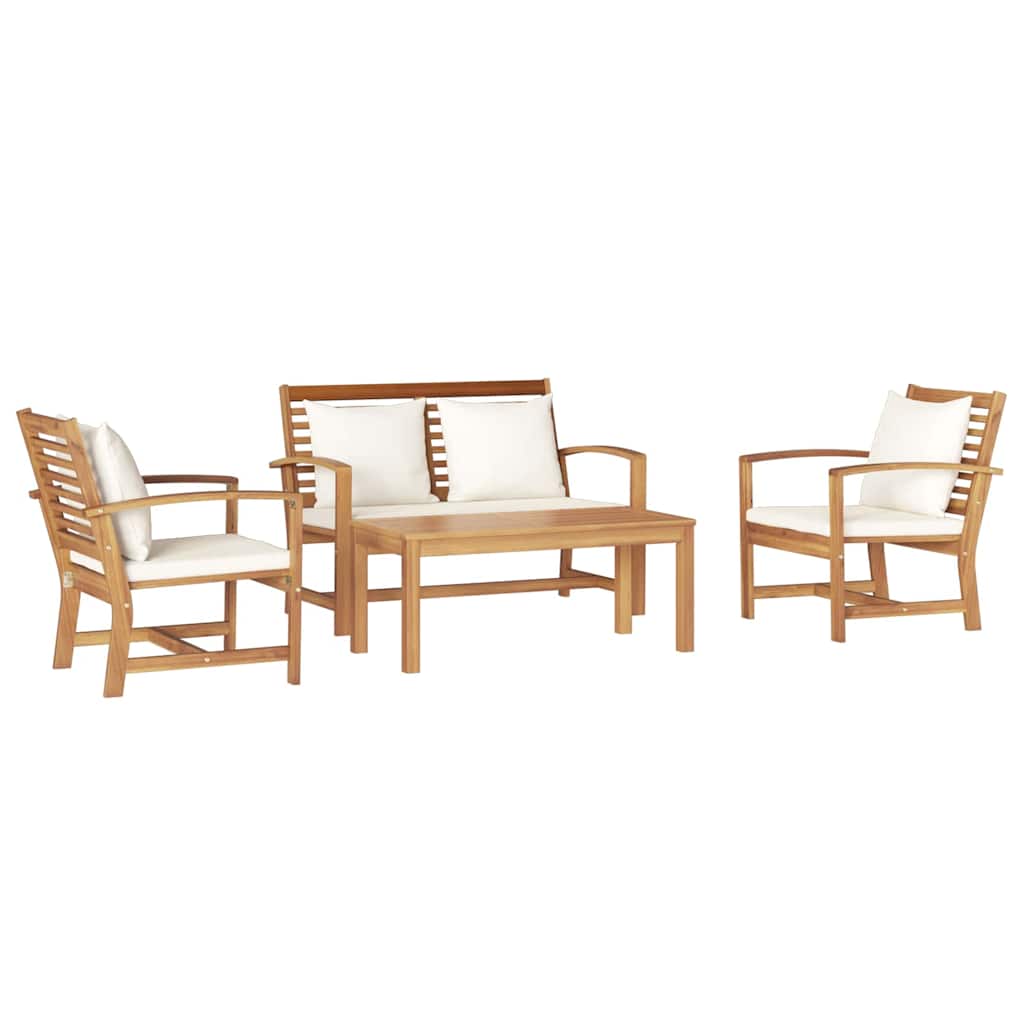 Set Divano da Giardino 4 pcs Naturale Legno massello di teak
