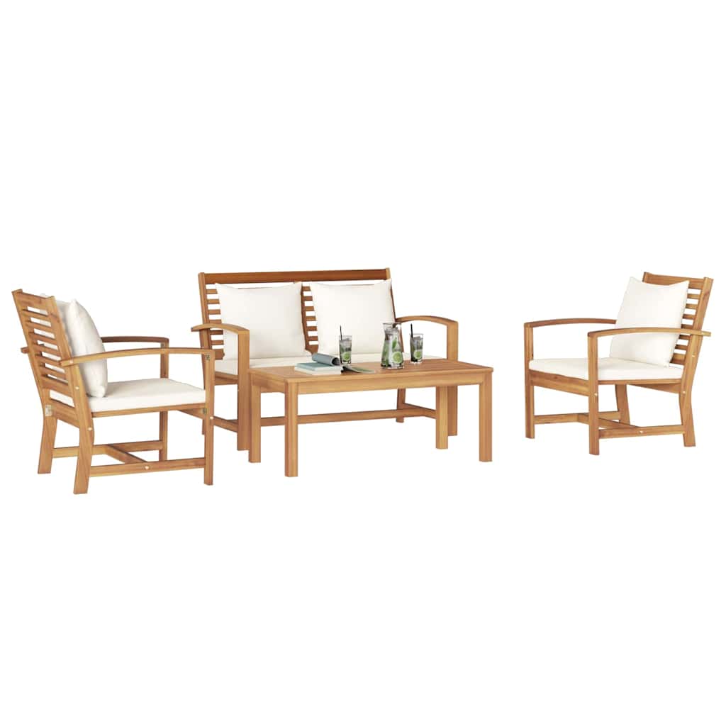 Set Divano da Giardino 4 pcs Naturale Legno massello di teak
