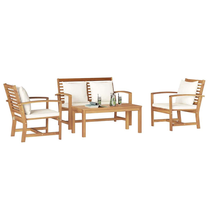 Set Divano da Giardino 4 pcs Naturale Legno massello di teak