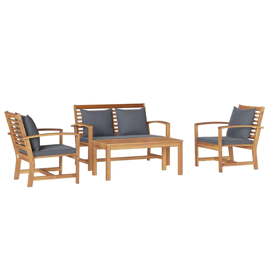Set Divano da Giardino 4 pcs Naturale Legno massello di teak