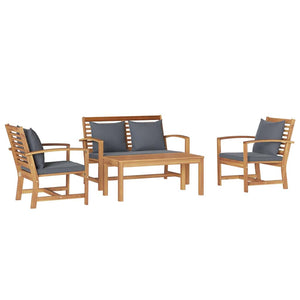 Set Divano da Giardino 4 pcs Naturale Legno massello di teak