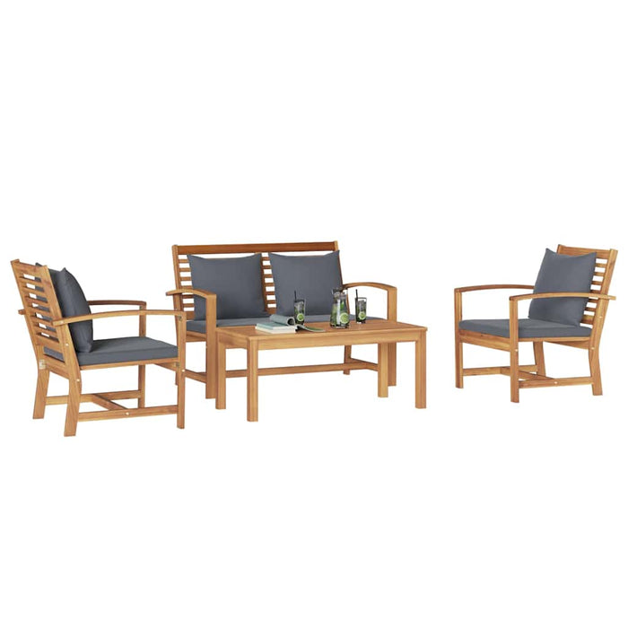 Set Divano da Giardino 4 pcs Naturale Legno massello di teak
