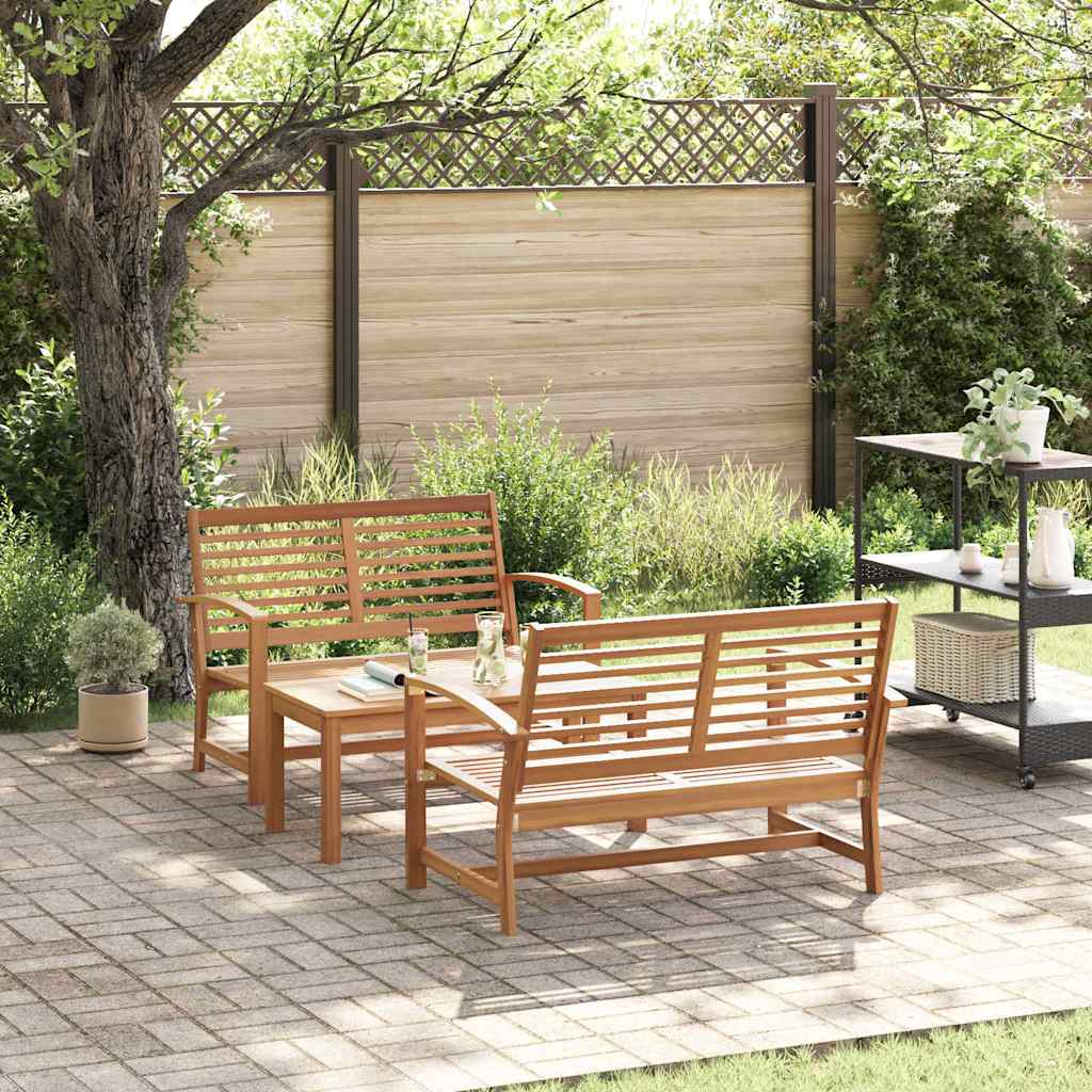Set Divano da Giardino 3 pcs Naturale Legno massello di teak