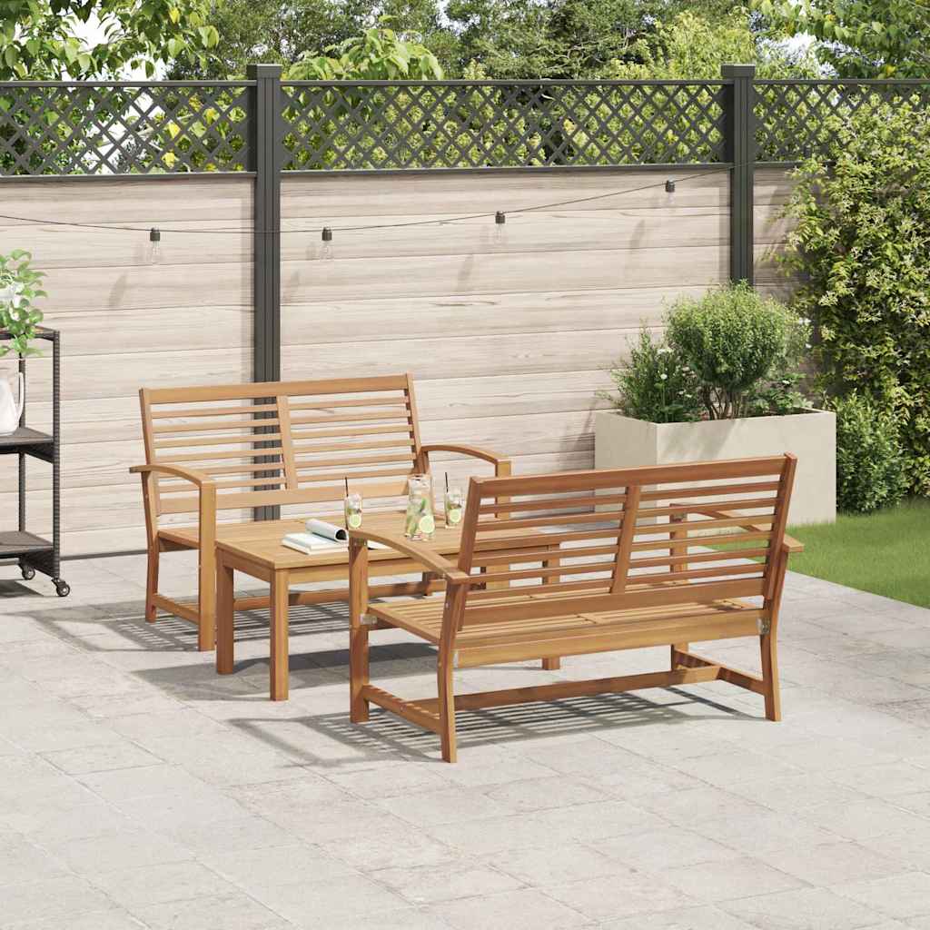 Set Divano da Giardino 3 pcs Naturale Legno massello di teak