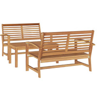Set Divano da Giardino 3 pcs Naturale Legno massello di teak