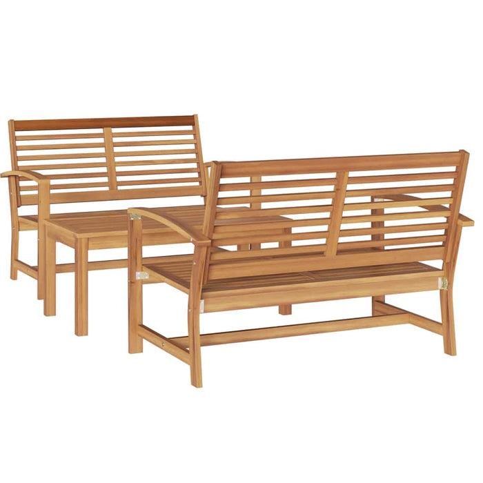 Set Divano da Giardino 3 pcs Naturale Legno massello di teak