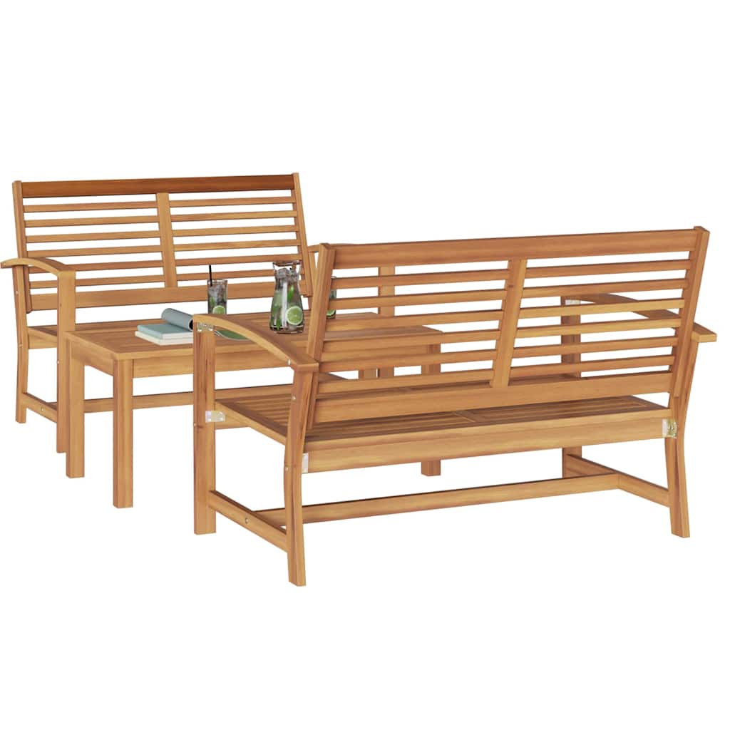 Set Divano da Giardino 3 pcs Naturale Legno massello di teak