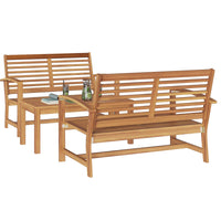 Set Divano da Giardino 3 pz-Sofa da Giardino-Divanetto da esterno Naturale Legno di teak solido